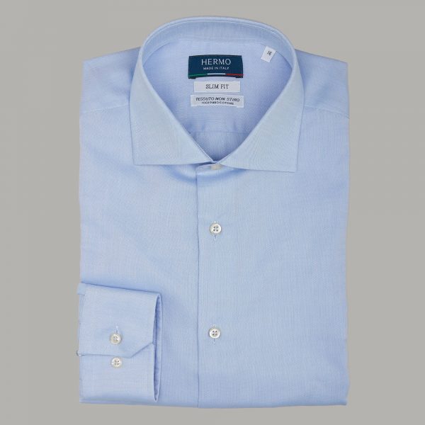 Camicia classica slim azzurro super Oxford non stiro